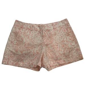LOFT Linen Blend Pink Floral Tropical Print Chino Shorts, Pockets, Size 2